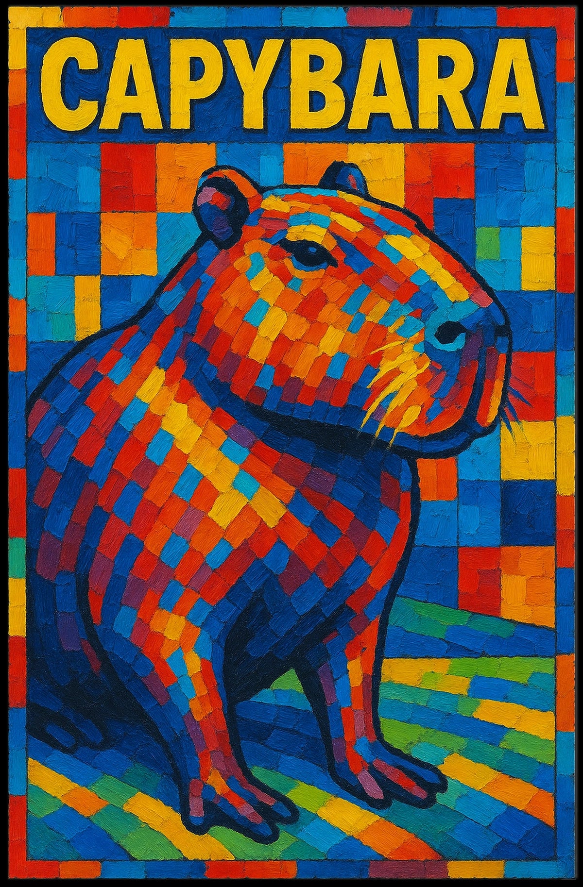 Capybara Mosaic Art Poster
