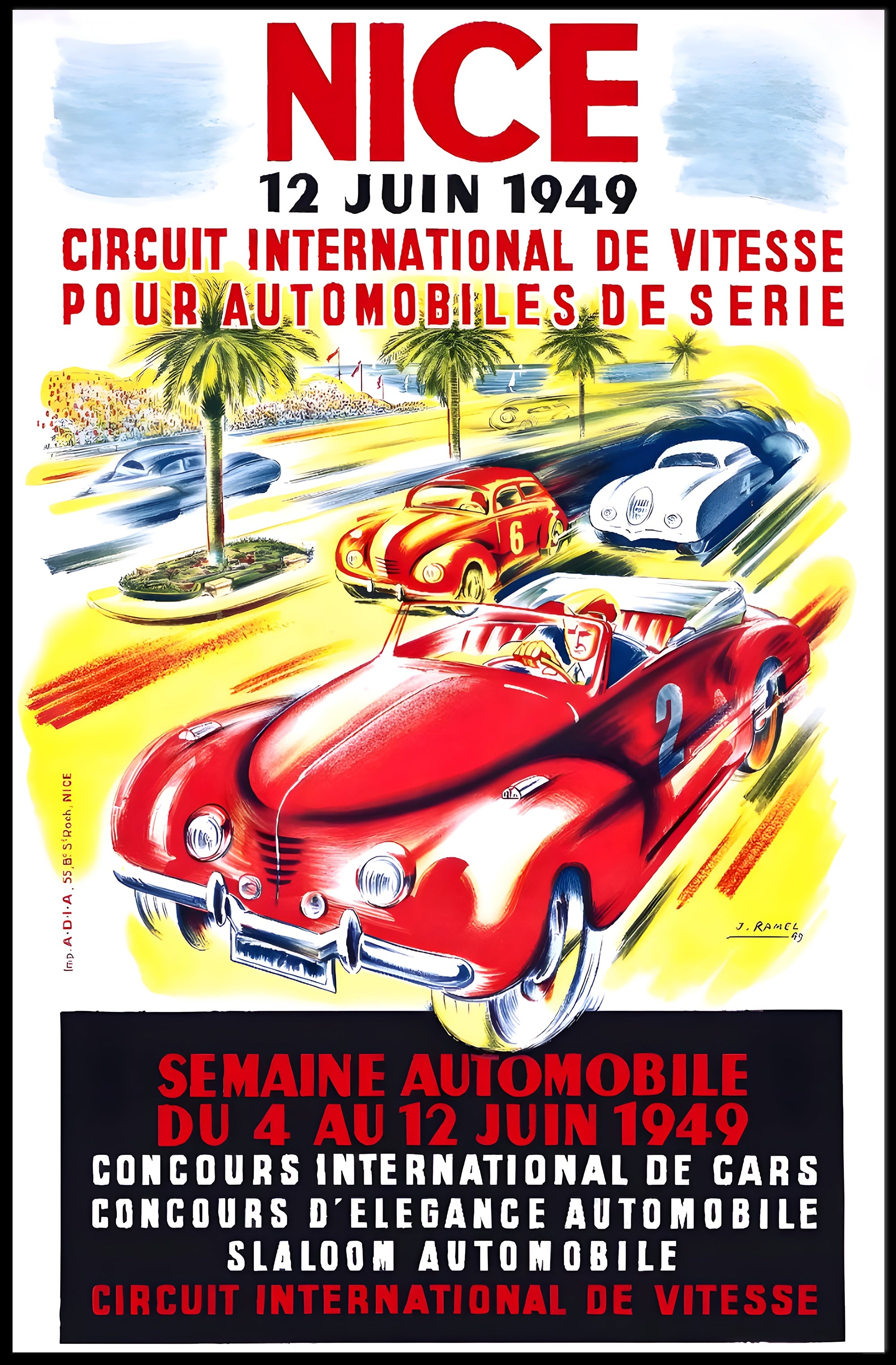 1949 Nice Automobile Week Travel Poster Art Print