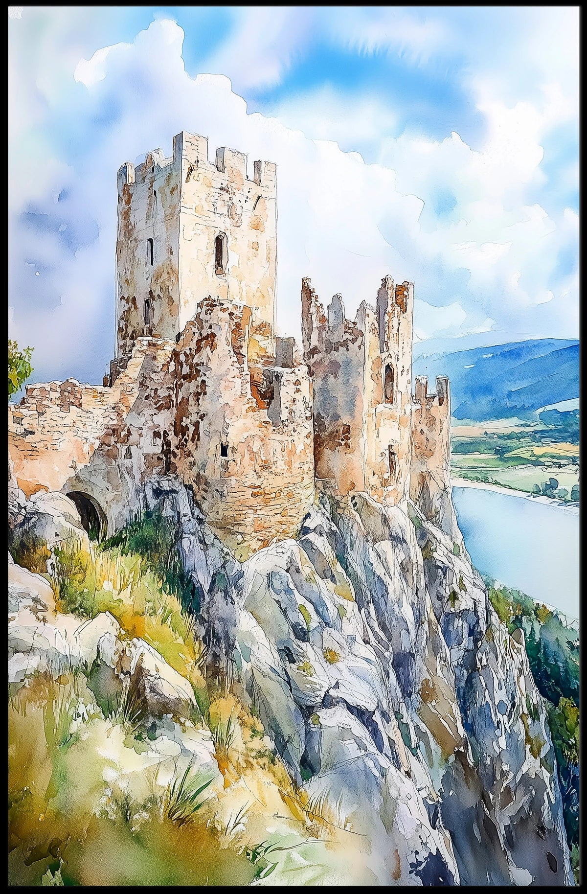 Slovakia Devin Castle Ruins Scenic View Wall Decor Poster