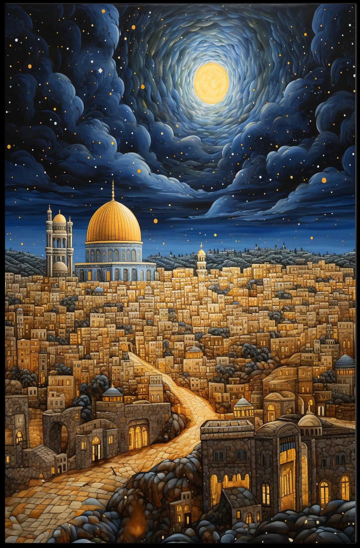 Stylized Middle Eastern Dome Cityscape Cultural Heritage Poster