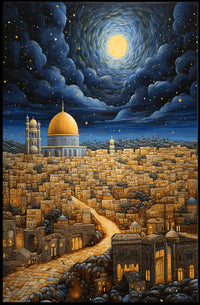 Stylized Middle Eastern Dome Cityscape Cultural Heritage Poster