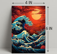 The Great Wave And Fiery Sky Poster PosterGoat