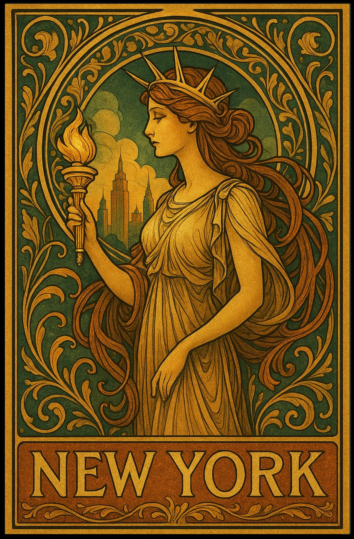 New York Art Nouveau Tribute Poster