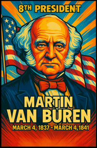 Martin Van Buren 8th President of the United States Colorful Comic Book Style Poster