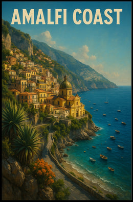 Amalfi Coast Poster Wall Art for Coastal Decor Lovers