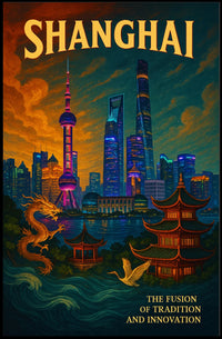 Shanghai's Vibrant Fusion Cityscape Urban or Cityscape Poster PosterGoat