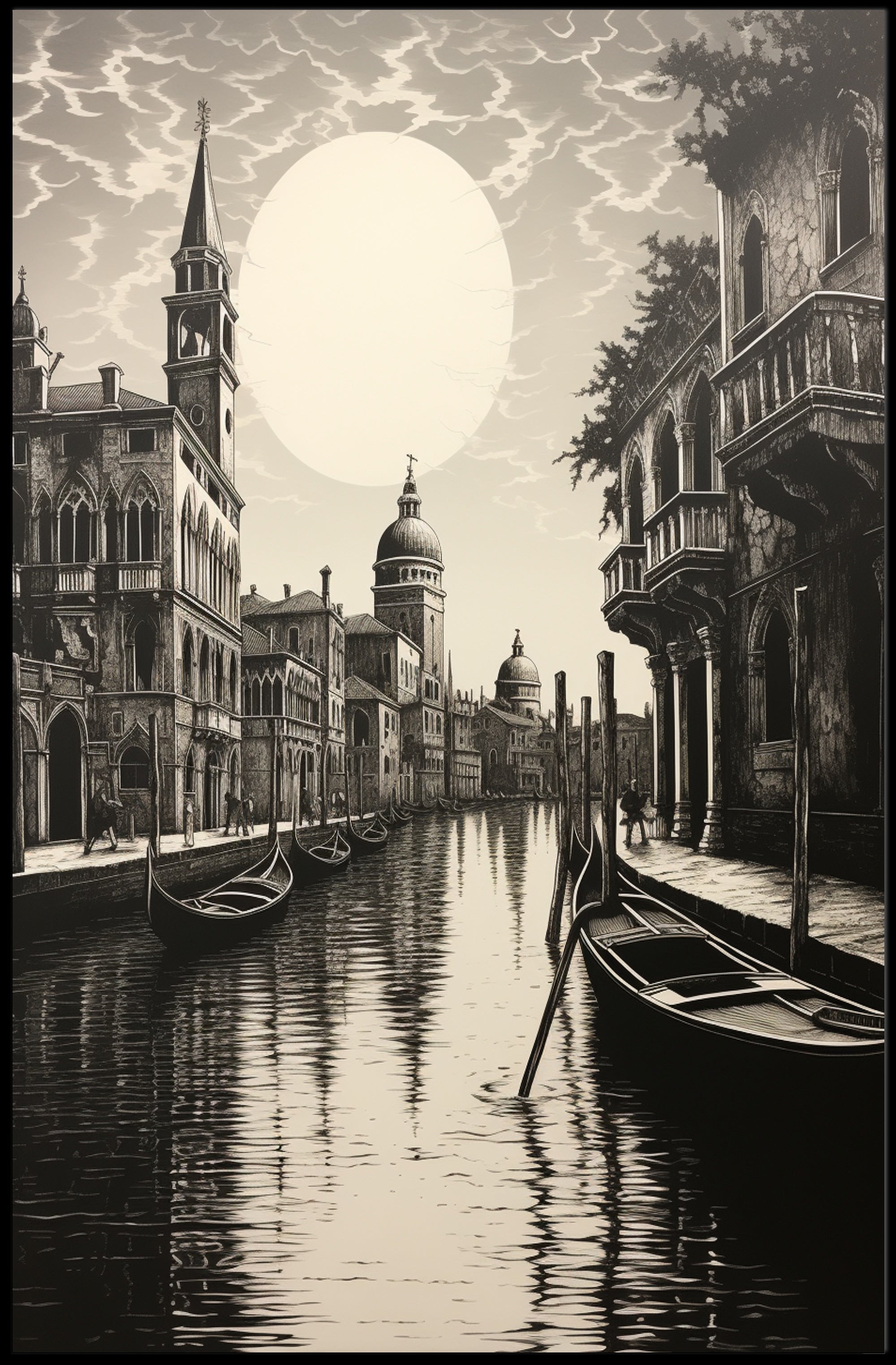 Moonlit Venetian Canal Poster