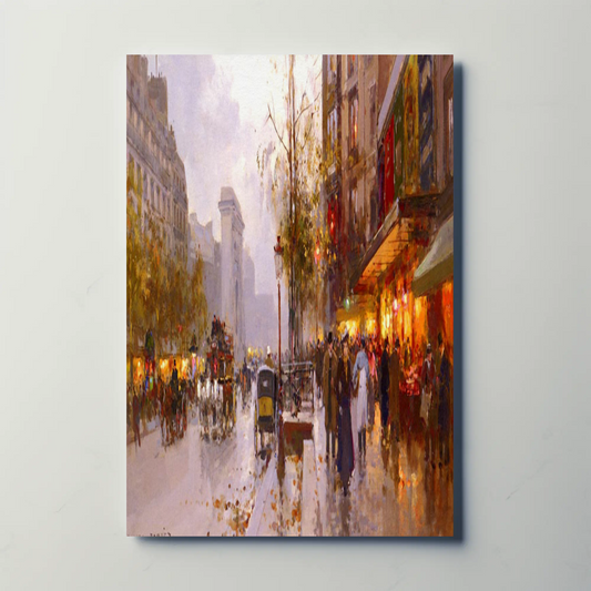 Vintage Paris Street Scene – Autumn Evening