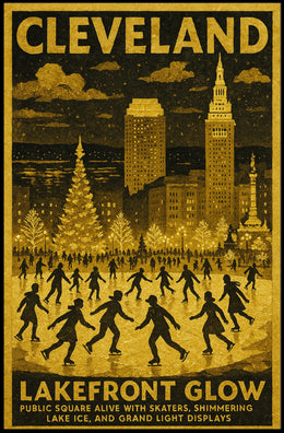 Cleveland Lakefront Glow Poster