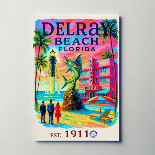 Delray Beach Florida Colony Hotel Lighthouse Travel Poster