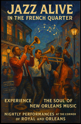 Live Jazz Performances Music New Orleans French Quarter Poster