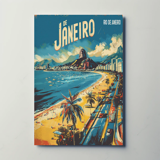 Rio De Janeiro Brazil Coastline Sugarloaf Beach Travel Poster