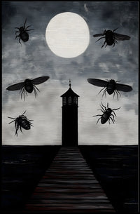 Eerie Lighthouse Under Moonlight: Fantasy or Mythology Poster PosterGoat