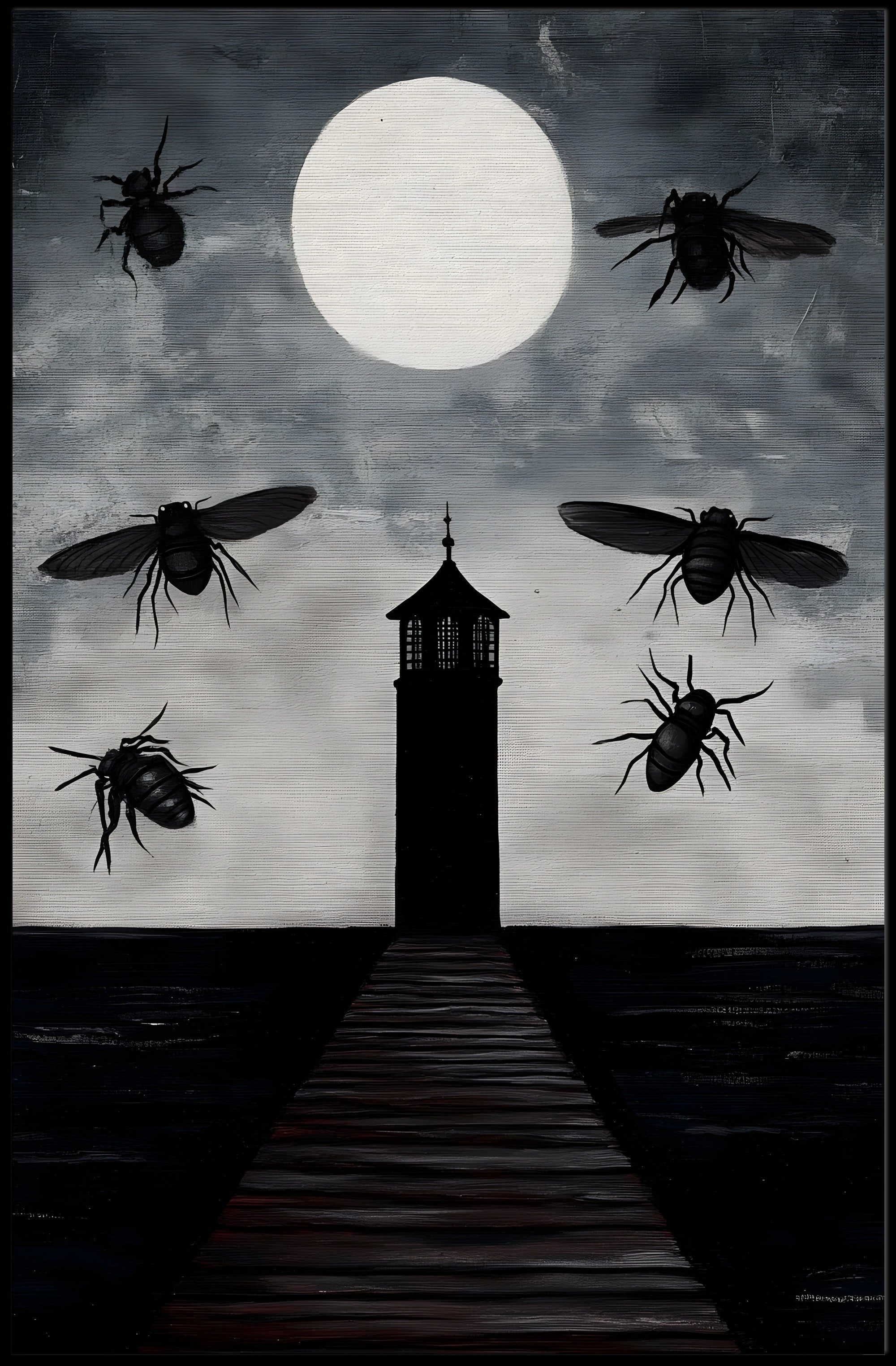 Eerie Lighthouse Under Moonlight: Fantasy or Mythology Poster PosterGoat