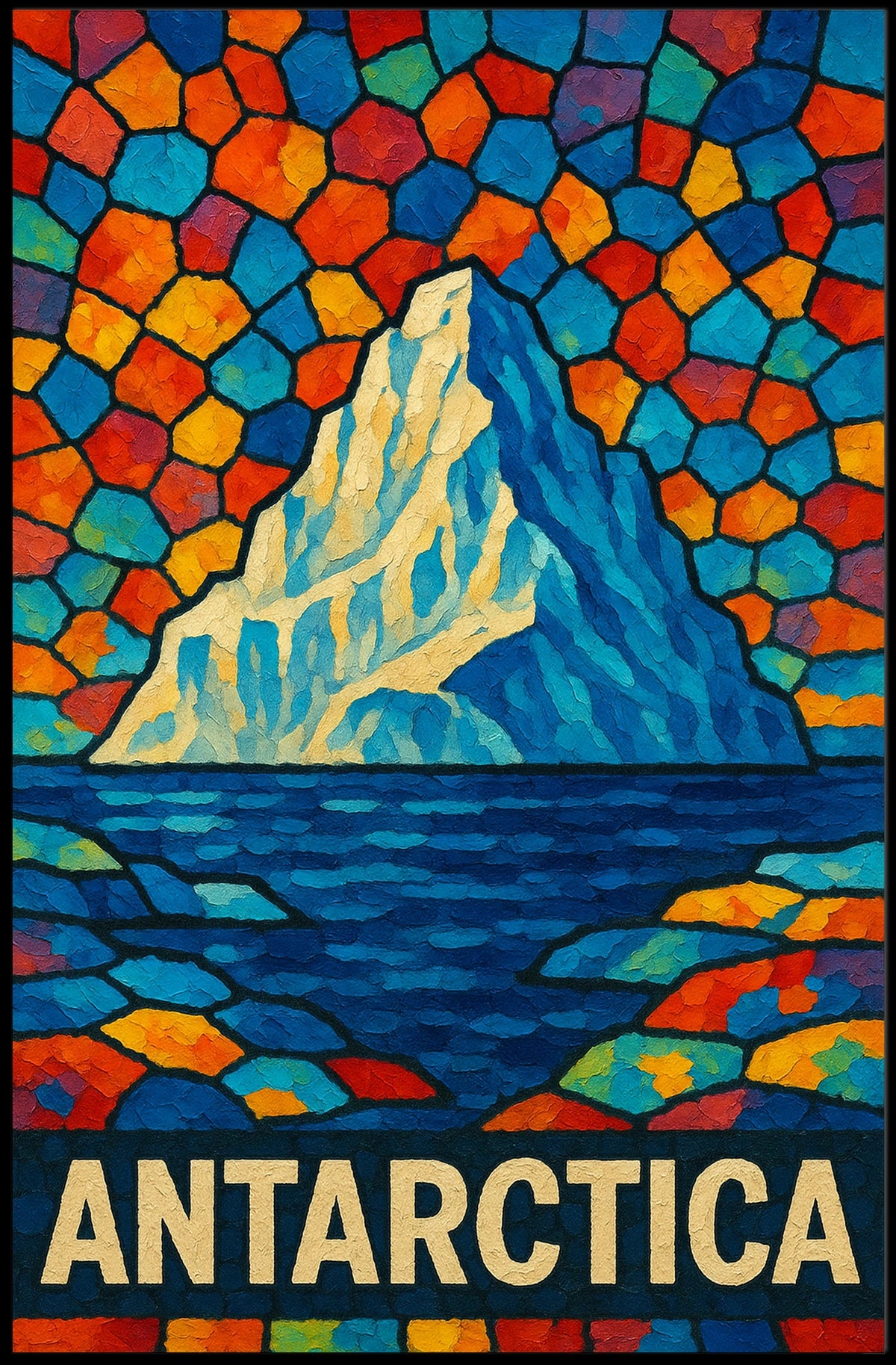 Antarctica A Vibrant Mosaic Poster