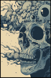 Surreal Skull Art Poster with Vintage Eerie Design