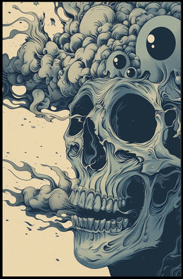 Surreal Skull Art Poster with Vintage Eerie Design
