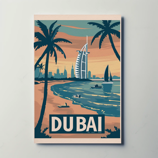 Dubai Beach Vintage Poster