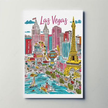 Las Vegas Nevada Bright Lights City Skyline Travel Poster