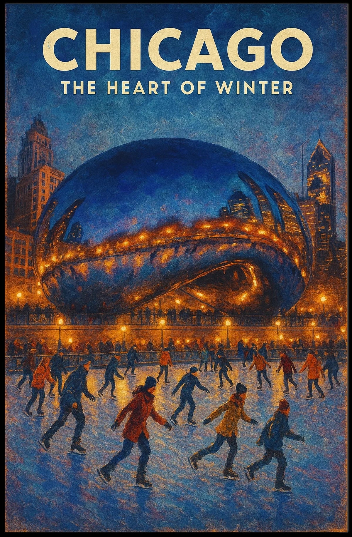 Chicago Heart Of Winter Cityscape Wall Art Decor Poster