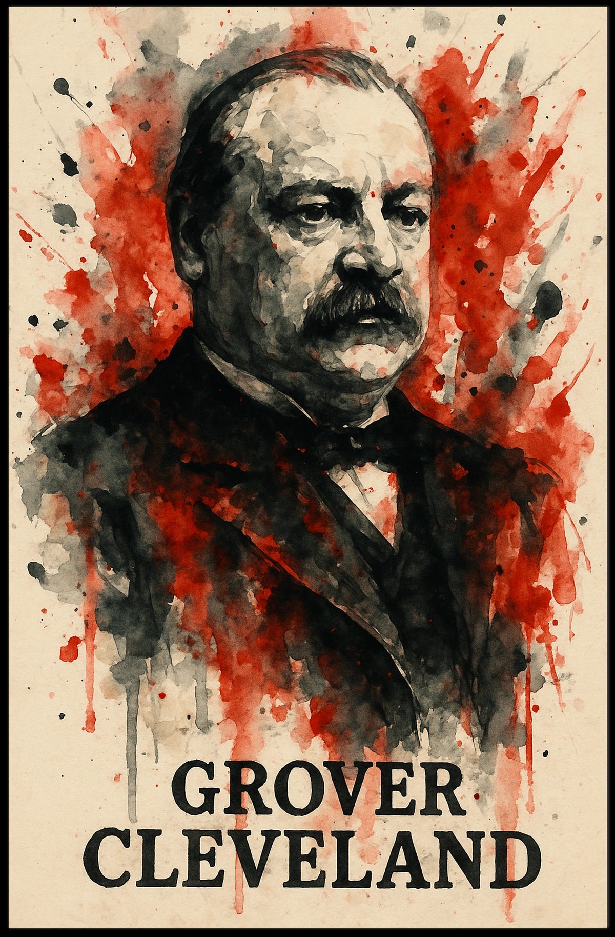 Grover Cleveland Vintage Watercolor Historical or Presidential Poster