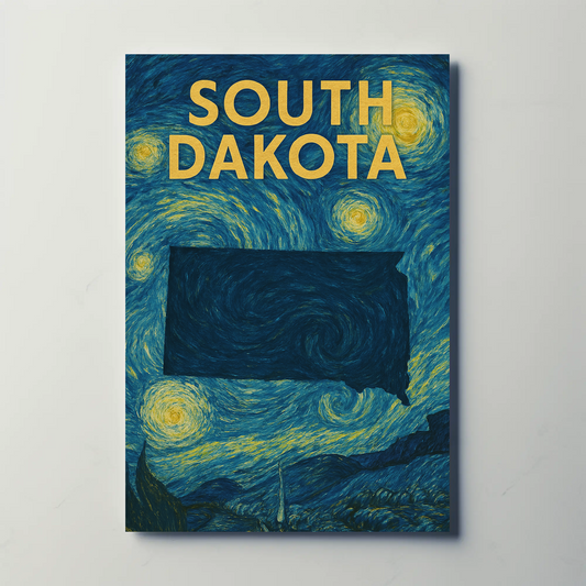 Sioux Falls South Dakota Colorful Night Sky Vintage Travel Poster