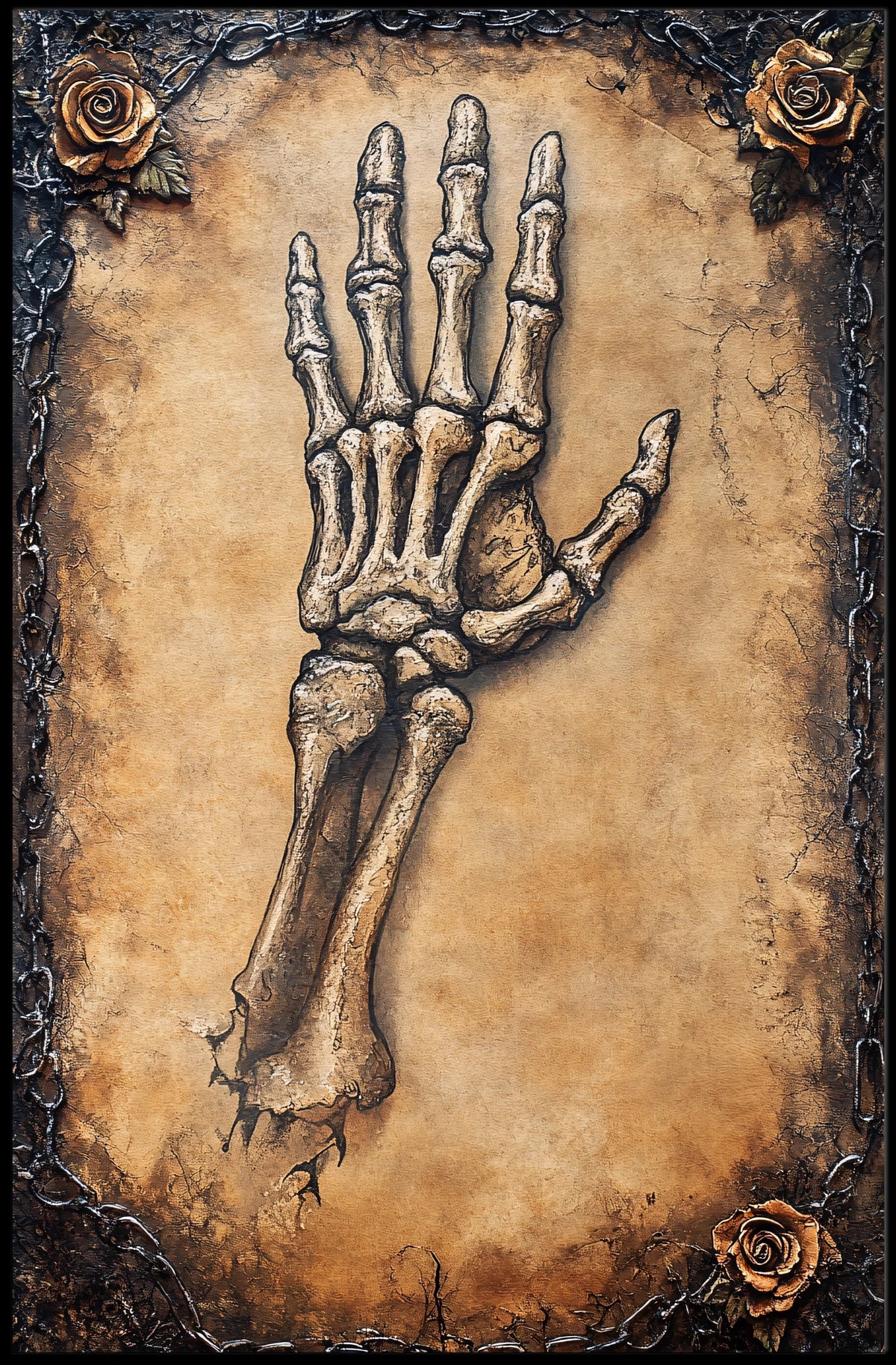 Skeletal Hand Emerging Art Design - Abstract, Artistic Poster