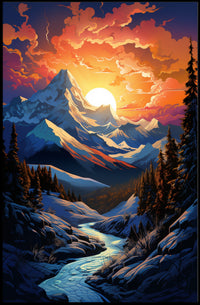 Majestic Mountain Sunset Poster