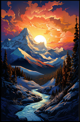 Majestic Mountain Sunset Poster