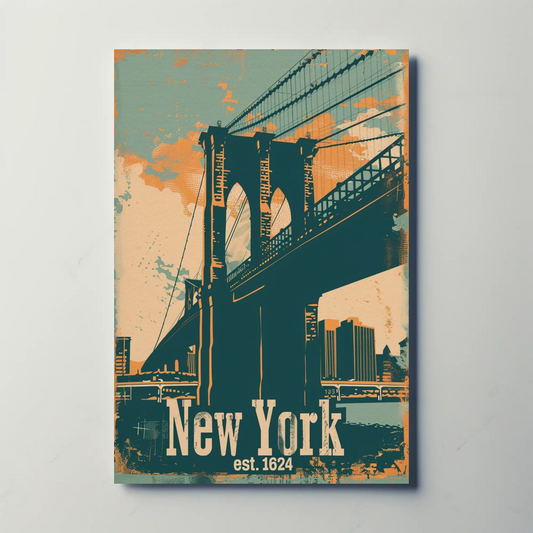 New York Brooklyn Bridge Vintage Poster