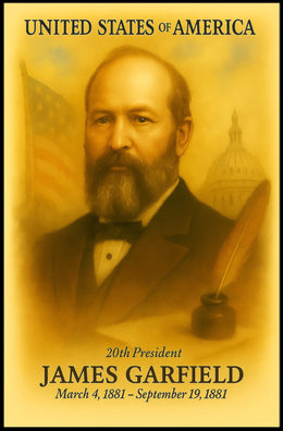 James A. Garfield 20th President of the United States Vintage Watercolor Poster