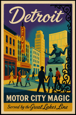 Motor City Magic: Vibrant Detroit Travel Poster