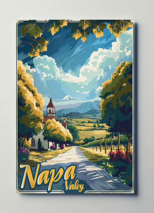 Napa Valley Vineyard Road California Travel Poster