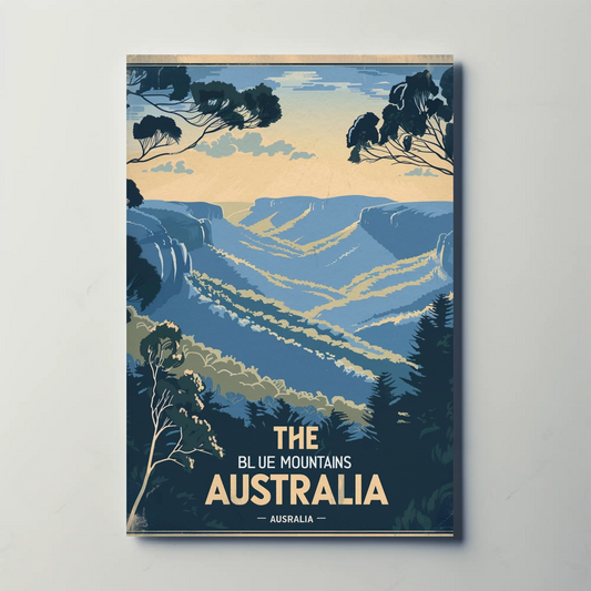 Blue Mountains Australia Vintage Travel Poster - Hills & Valleys
