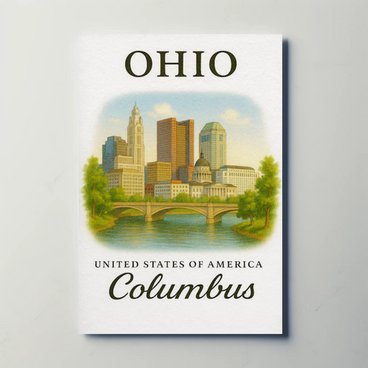 Columbus Ohio State Capitol Bridge City Skyline Travel Poster Travel Poster