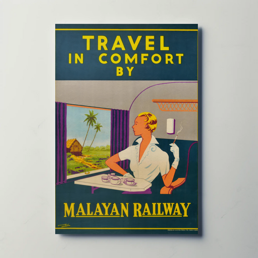 Malayan Railway - Travel in Comfort Vintage Travel Poster