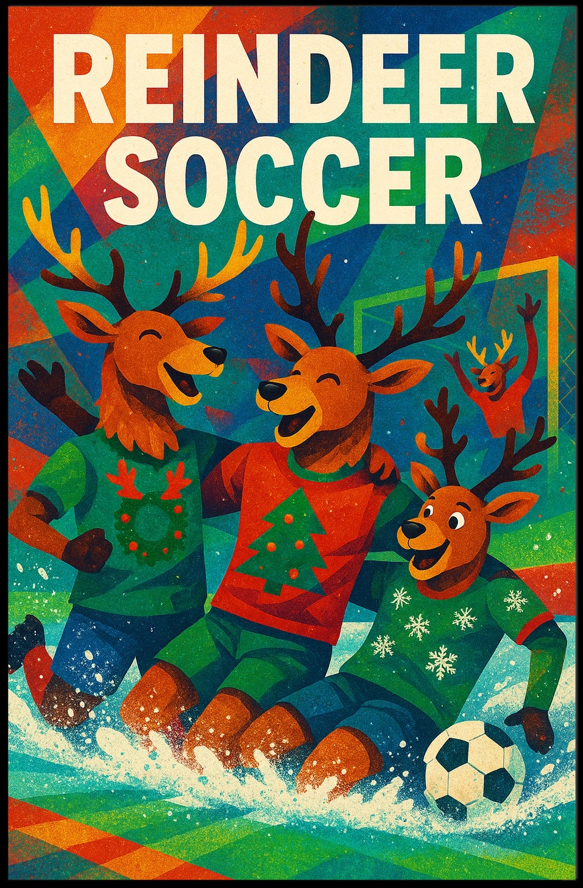 Reindeer Soccer Poster