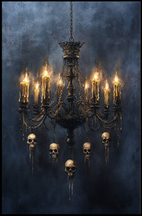 Gothic Chandelier Of Skulls Poster