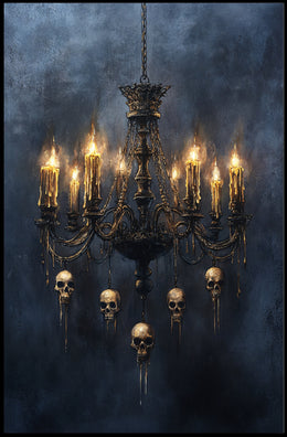 Gothic Chandelier Of Skulls Poster