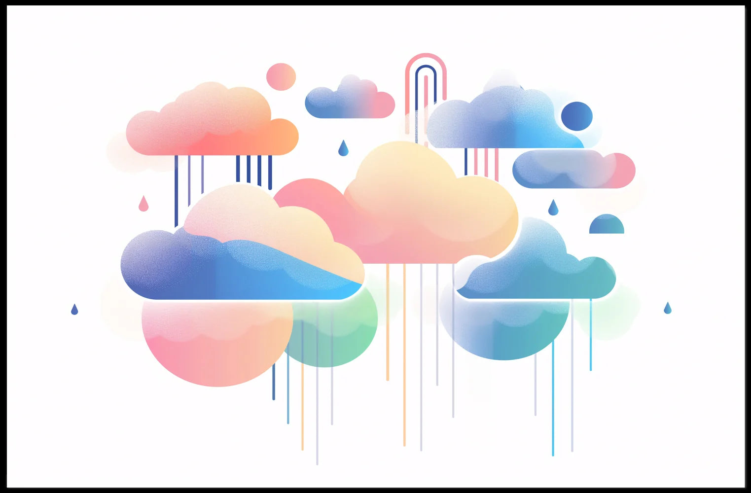 Abstract Rainbow Clouds: Modern Pastel Art Poster