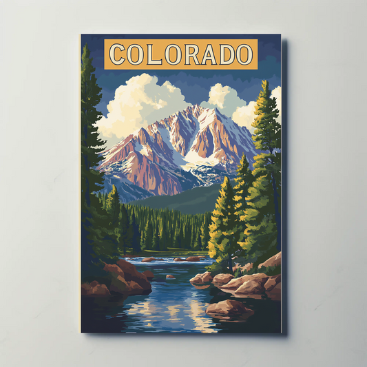 Colorado Scenic Mountains Vintage Travel Poster