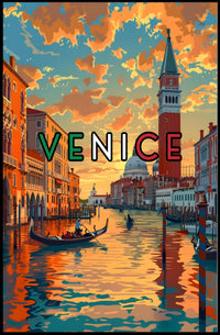 Venice Gondolas and Canals Travel Poster