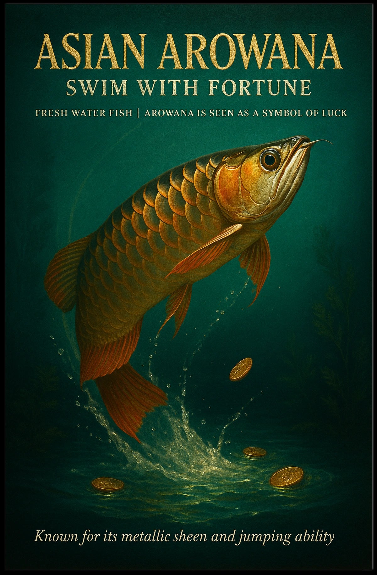Asian Arowana Swim with Fortune Poster