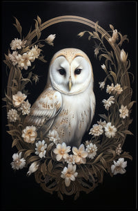 Enchanted Owl In Floral Wreath Poster PosterGoat