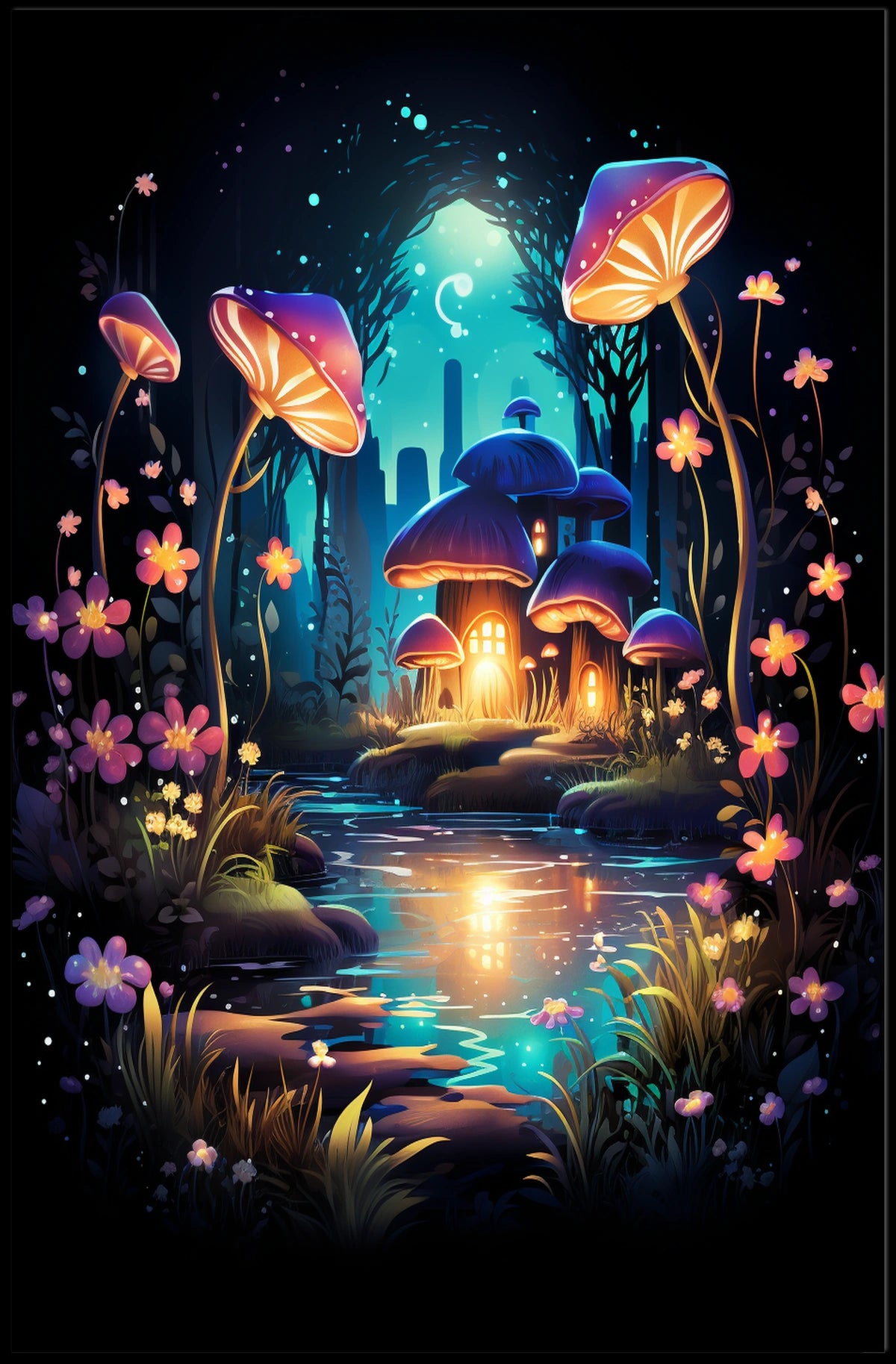 Enchanted Mushroom Grove Poster