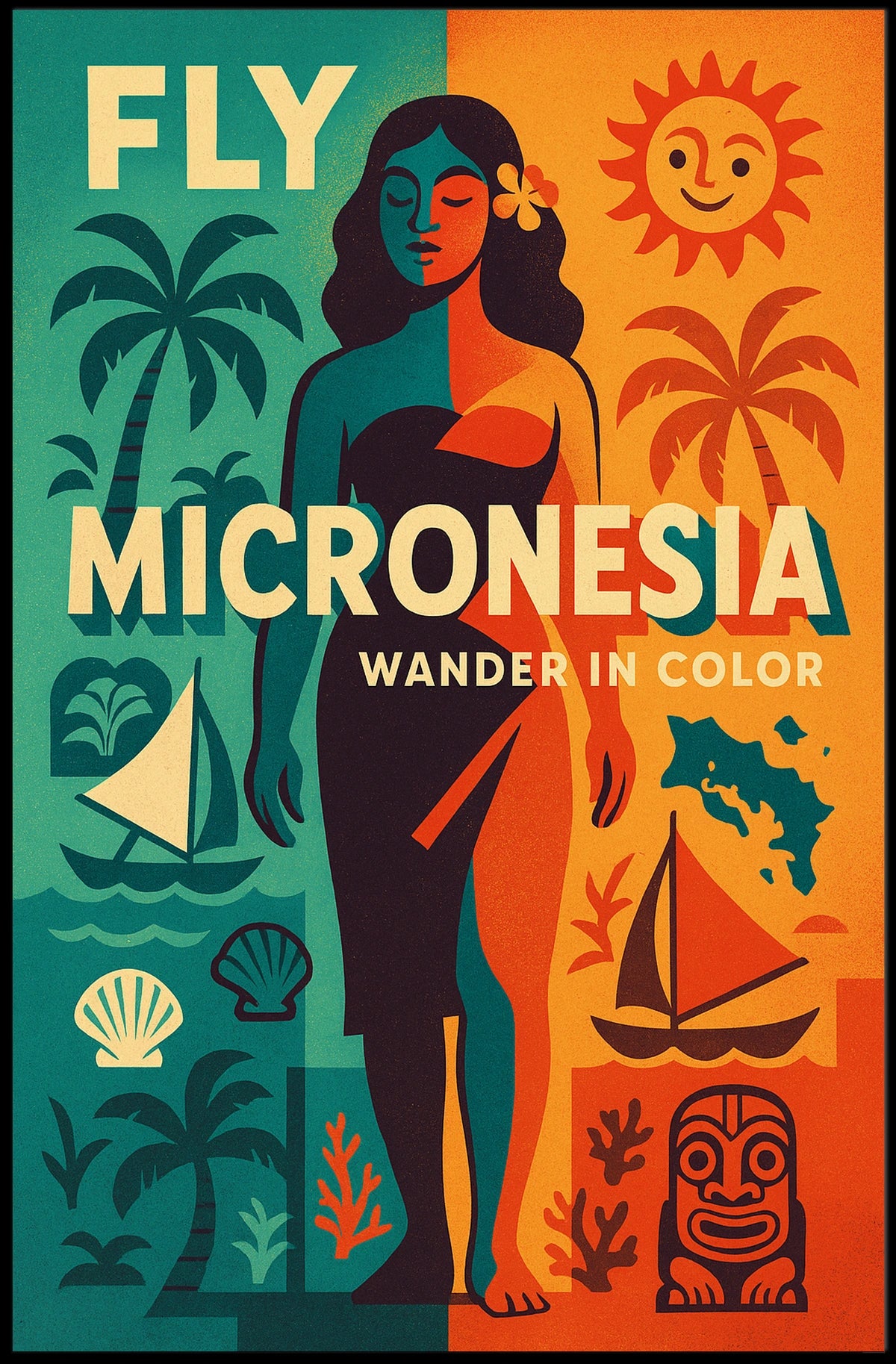 Fly Micronesia Wander in Color Poster