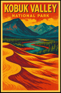 Kobuk Valley National Park Landscape Retro Art Deco Poster