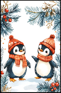 Festive Penguins Winter Wonderland Animal Poster
