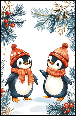 Festive Penguins Winter Wonderland Animal Poster