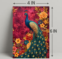 Majestic Peacock Amidst Lush Blooms: Artistic Animal Poster